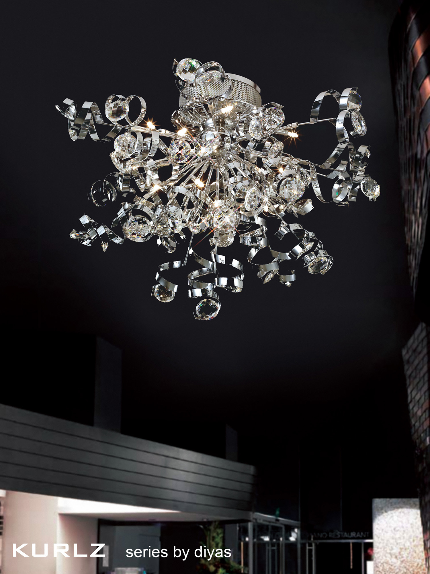 Kurlz Crystal Ceiling Lights Diyas Flush Crystal Fittings